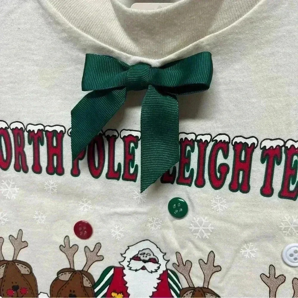 Vintage 90s Christmas Sleigh Team Jerzees t-shirt With With Buttons NWT - Picture 4 of 6